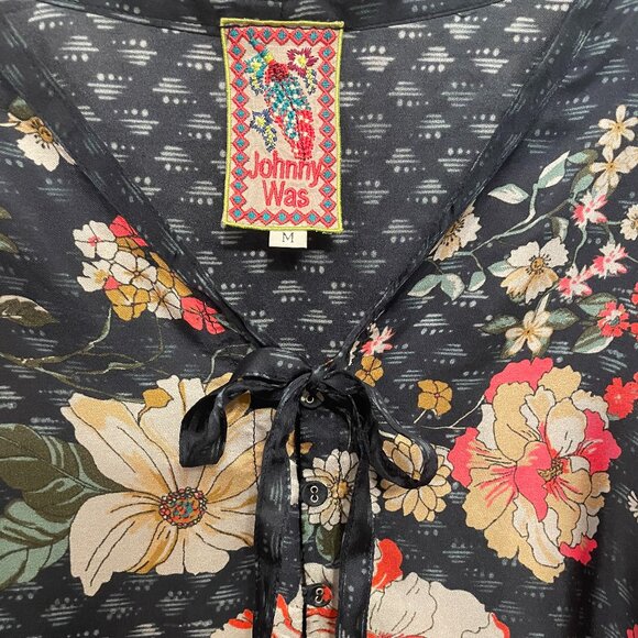 Johnny Was Silk Blue Floral Tunic/Dress - Picture 3 of 6